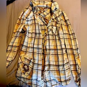 GUESS plaid, long sleeve top! Super cute! Great condition & excellent quality!